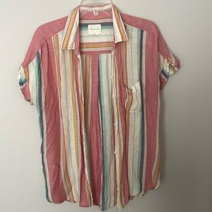 American Eagle striped, colorful button-down